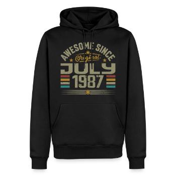 Baujahr Juli 1987 | Geschenk Juli 1987 - Männer Premium Bio Hoodie - Schwarz - Vorne - Nico (187cm)
