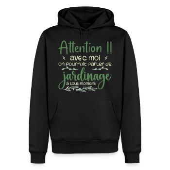 Sprechen Sie jederzeit über Gartenarbeit - Gärtnergeschenk - Männer Premium Bio Hoodie - Schwarz - Vorne - Nico (187cm)