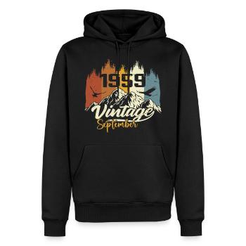 Les légendes sont nées en septembre 1959 Millésime 1959 - Sweat à capuche Premium bio Homme - noir - Devant - Nico (187cm)