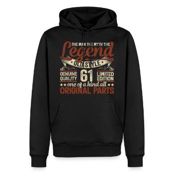 61 Jahre alt, Legenden 1963 Jahrgang 1963 Jubiläum - Männer Premium Bio Hoodie - Schwarz - Vorne - Nico (187cm)