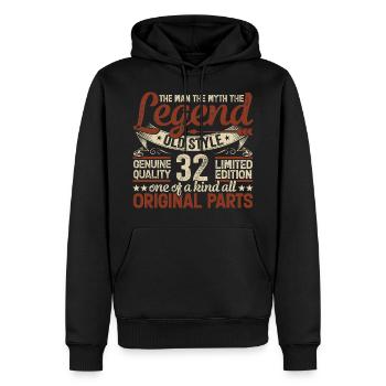 32 Jahre alt, Legenden 1992 Jahrgang 1992 Jubiläum - Männer Premium Bio Hoodie - Schwarz - Vorne - Nico (187cm)