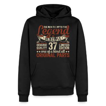 37 ans, Légendes 1987 Millésime 1987 Anniversaire - Sweat à capuche Premium bio Homme - noir - Devant - Nico (187cm)