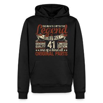 41 ans, Légendes 1983 Millésime 1983 Anniversaire - Sweat à capuche Premium bio Homme - noir - Devant - Nico (187cm)