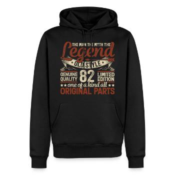 82 years old, Legends 1942 Vintage 1942 Jubilee - Men’s Premium Organic Hoodie - black - Front - Nico (187cm)