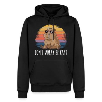 Retro Rodent Funny Capybara Dont Be Worry Be Capy - Sweat à capuche Premium bio Homme - noir - Devant - Nico (187cm)