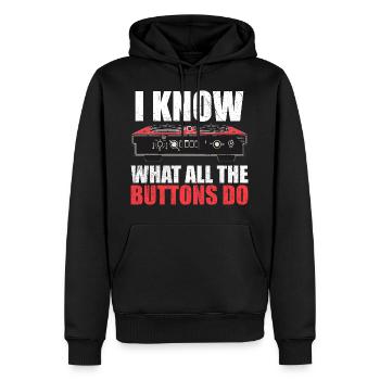 Ich weiß, was alle Tasten tun - Männer Premium Bio Hoodie - Schwarz - Vorne - Nico (187cm)