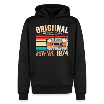 Original 1974, Légendaire depuis 1974 Vintage 1974 - Sweat à capuche Premium bio Homme - noir - Devant - Nico (187cm)