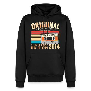 Original 2014, legendär seit 2014 Jahrgang 2014 - Männer Premium Bio Hoodie - Schwarz - Vorne - Nico (187cm)