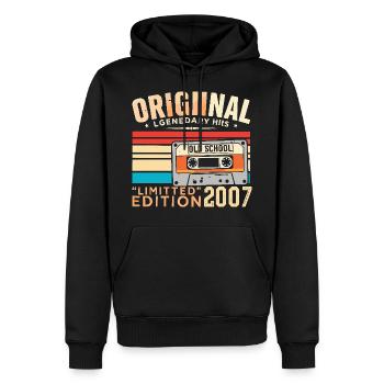 Original 2007, legendär seit 2007 Jahrgang 2007 - Männer Premium Bio Hoodie - Schwarz - Vorne - Nico (187cm)