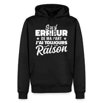 Wenn ich mich nicht irre, habe ich immer Recht - Männer Premium Bio Hoodie - Schwarz - Vorne - Nico (187cm)