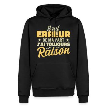 Wenn ich mich nicht irre, habe ich immer Recht - Männer Premium Bio Hoodie - Schwarz - Vorne - Nico (187cm)
