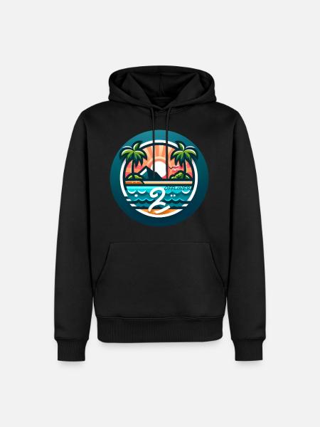 Bunte Palmeninsel Offliner - Männer Premium Bio Hoodie - Schwarz