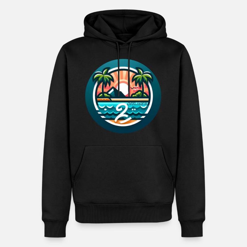 Bunte Palmeninsel Offliner - Männer Premium Bio Hoodie - Schwarz