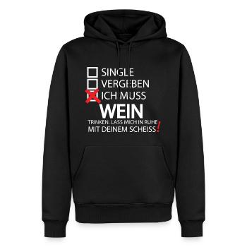 Single Vergeben Wein trinken Geschenk T Shirt - Männer Premium Bio Hoodie - Schwarz - Vorne - Nico (187cm)