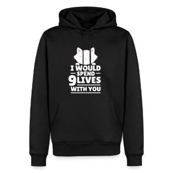 Cute cat pet love valentine's day gift - Men’s Premium Organic Hoodie - black - Front - Nico (187cm)