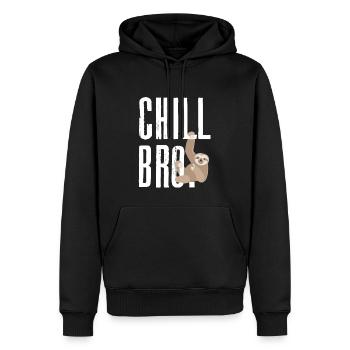Cooles Faultier Relax Faul Chill Bro Chiller Easy - Männer Premium Bio Hoodie - Schwarz - Vorne - Nico (187cm)