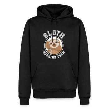 Cooles Faultier Jogging Laufen Sport Fitness Relax - Männer Premium Bio Hoodie - Schwarz - Vorne - Nico (187cm)