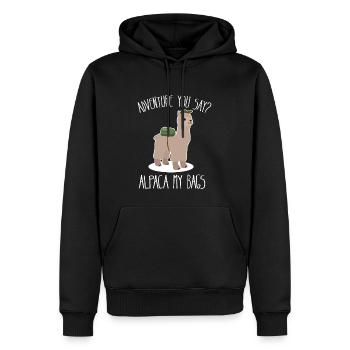 Refroidir extérieur Lama alpaca Camping Voyage d'aventure - Sweat à capuche Premium bio Homme - noir - Devant - Nico (187cm)
