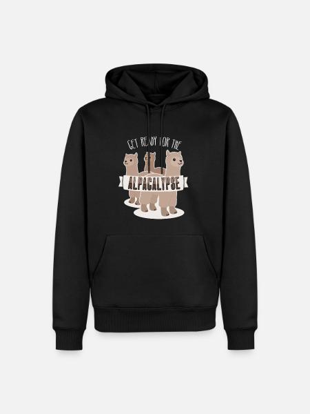 Cooles Lama Alpaka Apokalypse Lustiger Fun Spruch - Männer Premium Bio Hoodie - Schwarz