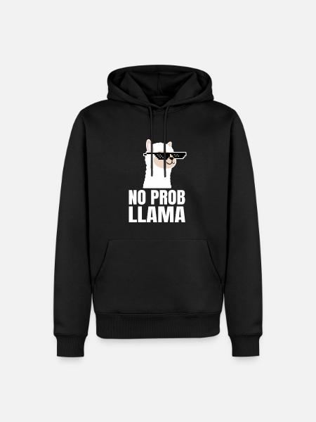 Kule Lama Alpaca Ingen Prob Llama Meme Fun sier - Premium økologisk hettegenser for menn - svart