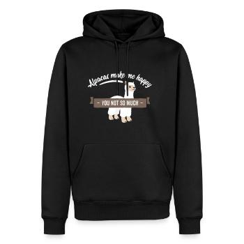 Happy frais Alpaga Alpaga Animaux Funnily disant - Sweat à capuche Premium bio Homme - noir - Devant - Nico (187cm)