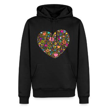 Herzen Blumen Blüten Peace-Zeichen Yin und Yang - Männer Premium Bio Hoodie - Schwarz - Vorne - Nico (187cm)