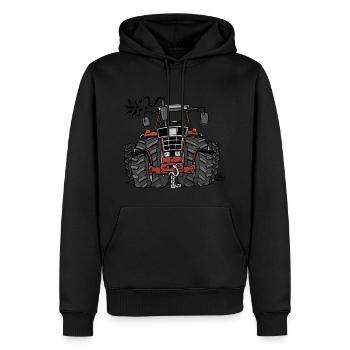 0097 Roter Traktor - Männer Premium Bio Hoodie - Schwarz - Vorne - Nico (187cm)