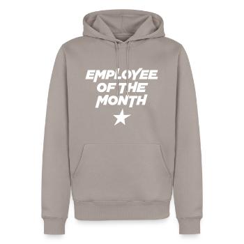 Mitarbeiter des Monats - Männer Premium Bio Hoodie - Taupe - Vorne - Nico (187cm)