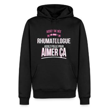 Rhumatologue douée folle cadeau femme - Sweat à capuche Premium bio Homme - noir - Devant - Nico (187cm)