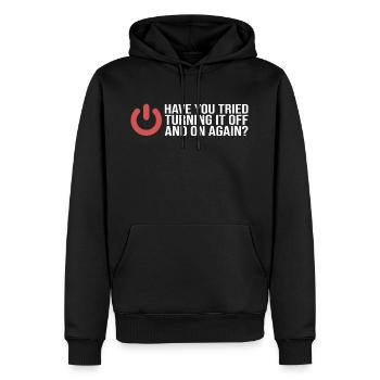 Programmer turn it off and on Coder Informatiker - Männer Premium Bio Hoodie - Schwarz - Vorne - Nico (187cm)