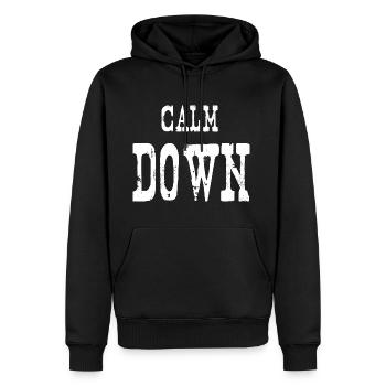 Détente et détente. Calme-toi - Sweat à capuche Premium bio Homme - noir - Devant - Nico (187cm)