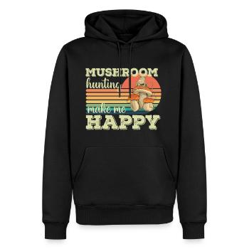 Cueilleurs de champignons et amis champignons - Sweat à capuche Premium bio Homme - noir - Devant - Nico (187cm)