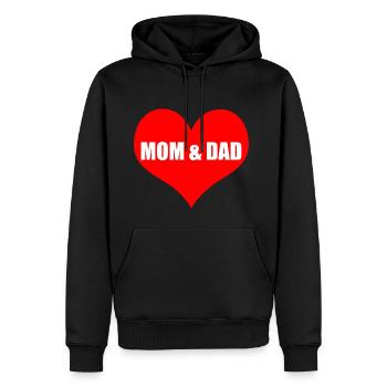 Maman et papa - Sweat à capuche Premium bio Homme - noir - Devant - Nico (187cm)