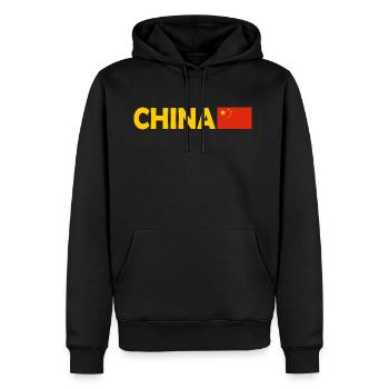 China - Männer Premium Bio Hoodie - Schwarz - Vorne - Nico (187cm)