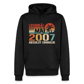 Legendär seit Mai 2007 - Geburtstag im Mai 2007 - Männer Premium Bio Hoodie - Schwarz - Vorne - Nico (187cm)