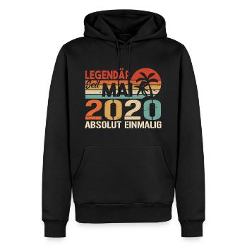 Legendary since May 2020 - Birthday in May 2020 - Men’s Premium Organic Hoodie - black - Front - Nico (187cm)