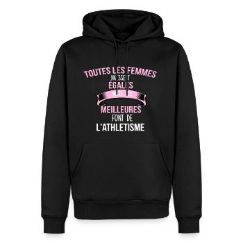 l athletisme cadeau humour - Sweat à capuche Premium bio Homme - noir - Devant - Nico (187cm)