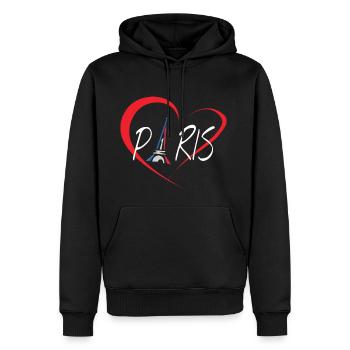 I Love Paris - Sweat à capuche Premium bio Homme - noir - Devant - Nico (187cm)