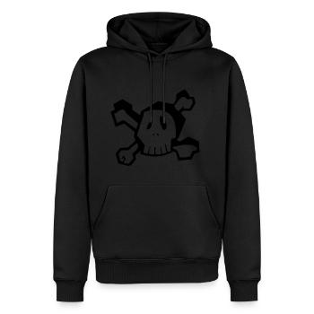 Funny skull - Sweat à capuche Premium bio Homme - noir - Devant - Nico (187cm)