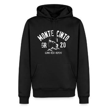 Monte cinto GR 20 Kletterrast Wiederholung - Männer Premium Bio Hoodie - Schwarz - Vorne - Nico (187cm)