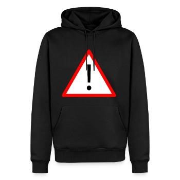 Attention! - Men’s Premium Organic Hoodie - black - Front - Nico (187cm)