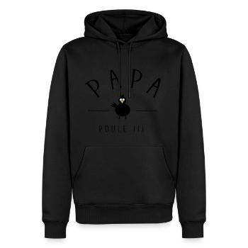 papa poule - Sweat à capuche Premium bio Homme - noir - Devant - Nico (187cm)