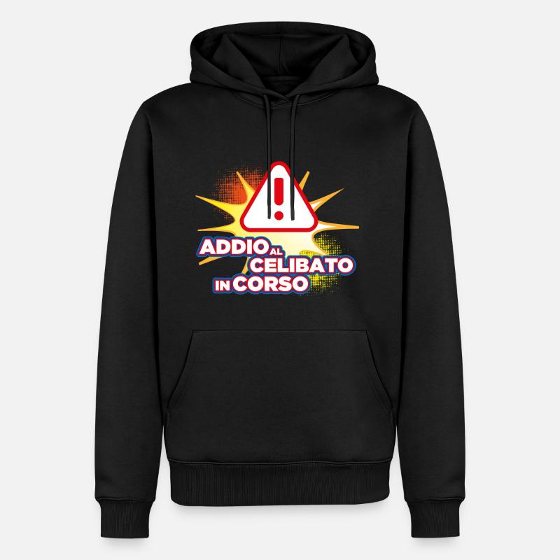 addio al celibato warning - Felpa con cappuccio ecologica premium da uomo - nero