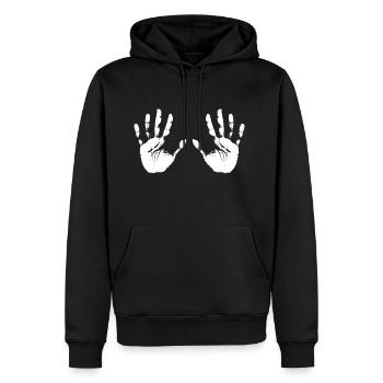 mains - Sweat à capuche Premium bio Homme - noir - Devant - Nico (187cm)