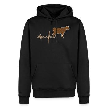 Geschenk Heartbeat Kuh Rind - Männer Premium Bio Hoodie - Schwarz - Vorne - Nico (187cm)