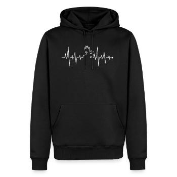 Herzschlag Herzfrequenz Herzlinie Elch Hirsch - Männer Premium Bio Hoodie - Schwarz - Vorne - Nico (187cm)