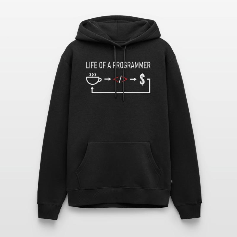 Informaticien La vie d'un programmeur codeur codage Sweat à capuche Premium bio Homme
