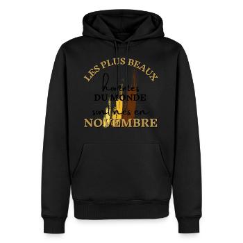 les plus beaux hommes du monde sont nés novembre - Sweat à capuche Premium bio Homme - noir - Devant - Nico (187cm)