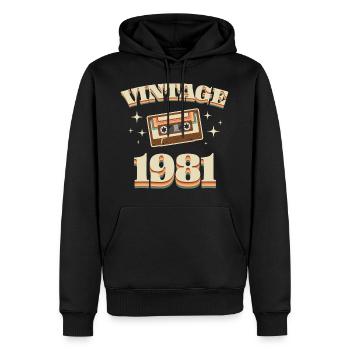 1981 born vintage vintage gift idea retro - Men’s Premium Organic Hoodie - black - Front - Nico (187cm)
