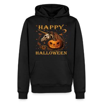 Happy Halloween | Happy Unicorn | Skull Unicorn - Männer Premium Bio Hoodie - Schwarz - Vorne - Nico (187cm)